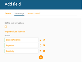 Customizable data fields in orginino